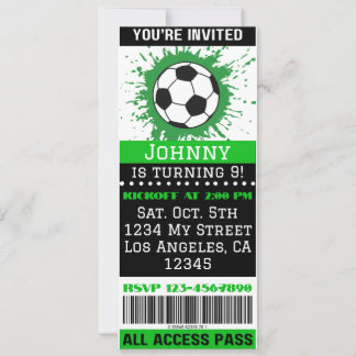 Soccer Theme Event Ticket Verjaardag Uitnodiging