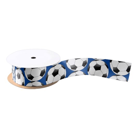 Soccer Theme Gift Ribbon Blue Satijnen Lint (Spoel)