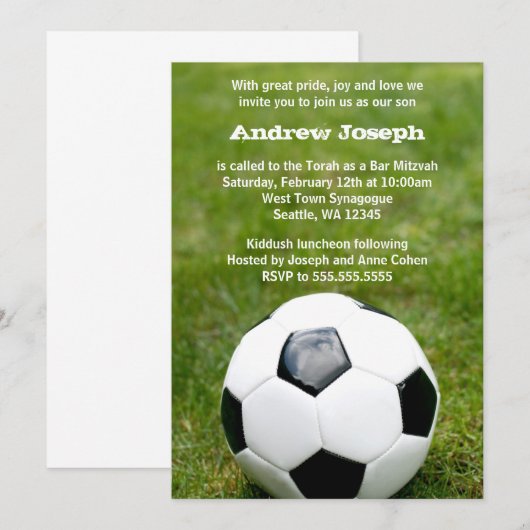 Soccer ThormBar Mitzvah Kaart (Voorkant / Achterkant)