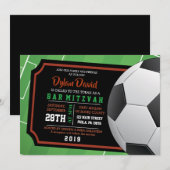 SOCCER TICKET Bar Bat Mitzvah Uitnodiging (Voorkant / Achterkant)