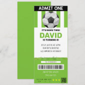 Soccer Ticket Birthday Boy Sport Party Kaart (Voorkant / Achterkant)