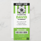 Soccer Ticket Birthday Boy Sport Party Kaart (Voorkant)