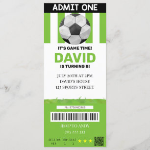 Soccer Ticket Birthday Boy Sport Party Kaart