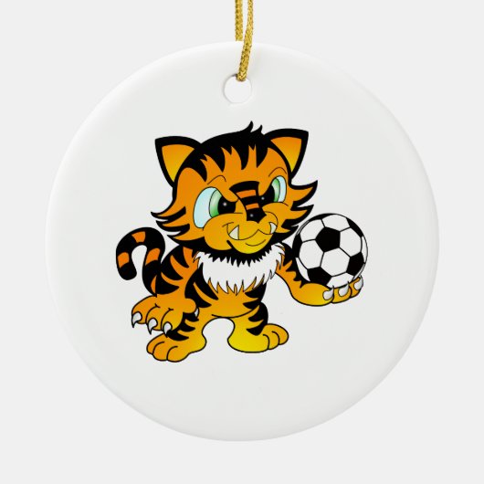 Soccer Tiger Keramisch Ornament (Voorkant)