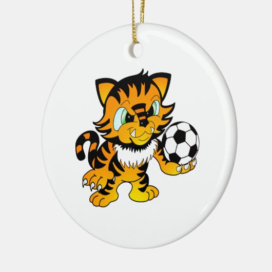 Soccer Tiger Keramisch Ornament (Links)