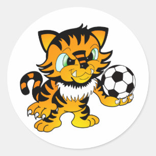 Soccer Tiger Ronde Sticker