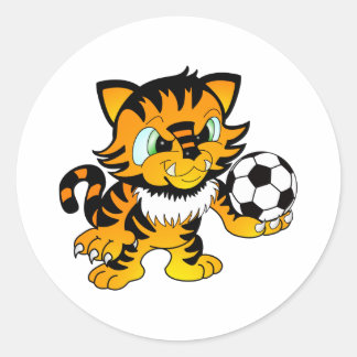 Soccer Tiger Ronde Sticker
