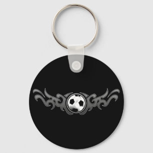 Soccer Tribal Flames Gray Sleutelhanger