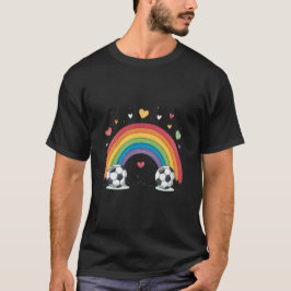 Soccer under the Valentines Rainbow T-shirt