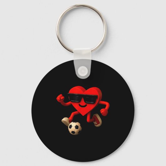 Soccer Valentines Day Cute Funny Heart Boys Girls  Sleutelhanger (Voorkant)