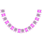 Soccer verjaardagsbanner meisjes roze partijthema vlaggetjes (Alle)