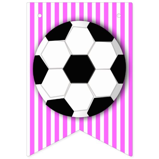 Soccer verjaardagsbanner meisjes roze partijthema vlaggetjes (Eerste vlag)