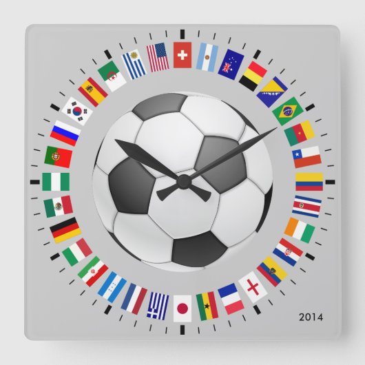 SOCCER VIERKANTE KLOK (Voorkant)