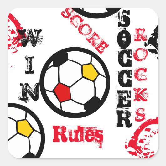 SOCCER VIERKANTE STICKER (Voorkant)