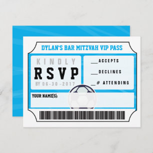 SOCCER VIP REPLY CARD Bar Bat Mitzvah Uitnodiging