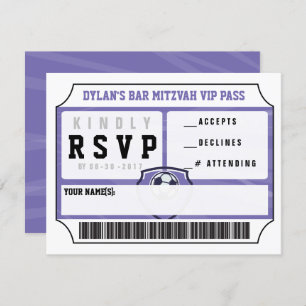 SOCCER VIP REPLY CARD Bar Bat Mitzvah Uitnodiging