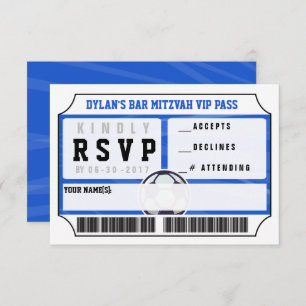 SOCCER VIP REPLY CARD Bar Bat Mitzvah Uitnodiging