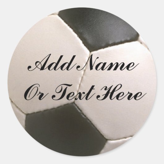 SOCCER— VOEG NAAM OF TEKST HIER-STICKER TOE RONDE STICKER (Voorkant)