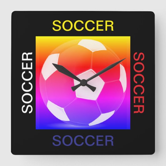 Soccer Wall Clock Vierkante Klok (Voorkant)