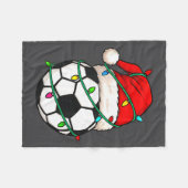 Soccer With Santa Hat Funny Christmas Xmas Gift  Fleece Deken (Voorkant (Horizontaal))