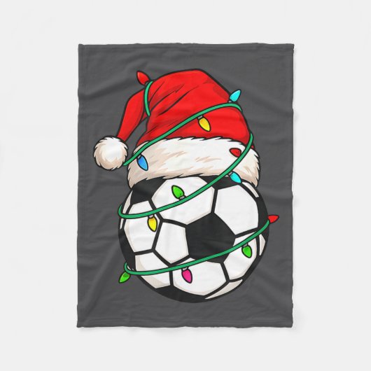 Soccer With Santa Hat Funny Christmas Xmas Gift  Fleece Deken (Voorkant)