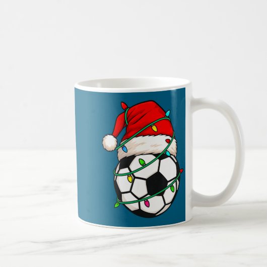 Soccer With Santa Hat Funny Christmas Xmas Gift  Koffiemok (Rechts)