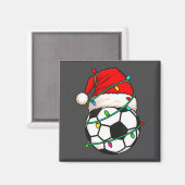 Soccer With Santa Hat Funny Christmas Xmas Gift  Magneet (Voorkant / Achterkant)