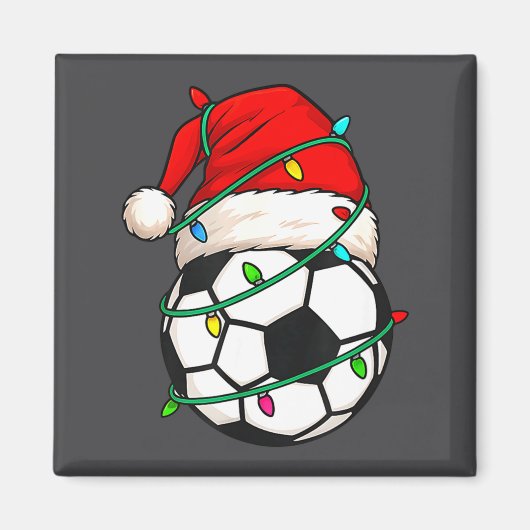 Soccer With Santa Hat Funny Christmas Xmas Gift  Magneet (Voorkant)
