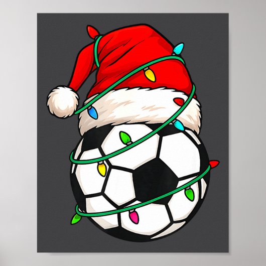 Soccer With Santa Hat Funny Christmas Xmas Gift  Poster (Voorkant)