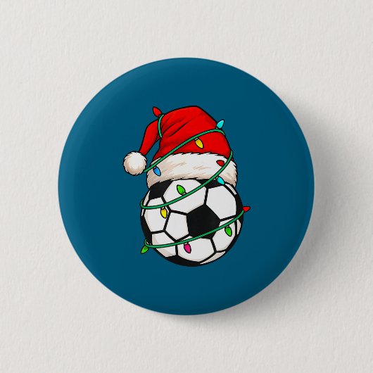 Soccer With Santa Hat Funny Christmas Xmas Gift  Ronde Button 5,7 Cm (Voorkant)