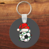 Soccer With Santa Hat Funny Christmas Xmas Gift Sleutelhanger (Voorkant)