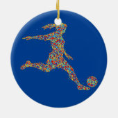 Soccer Women Girl Player Keramisch Ornament (Achterkant)