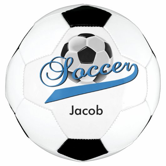 Soccer Word Art | DIY-naam | Blauw Voetbal (Voorkant)