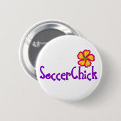 SoccerChick FlowerDark Ronde Button 5,7 Cm (Voorkant /achterkant)