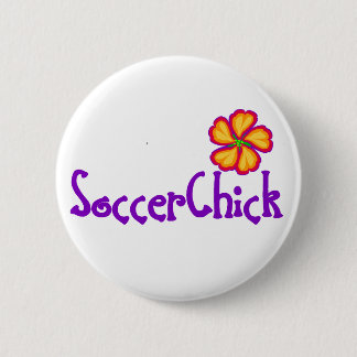 SoccerChick FlowerDark Ronde Button 5,7 Cm