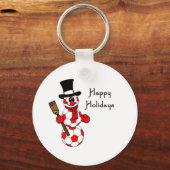 SoccerChick Snowman Prettige feestdagen Sleutelhanger (Voorkant)