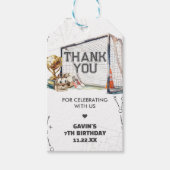 Soccermeisje verjaardag favor tags cadeaulabel (Voorkant)