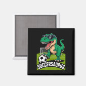 Soccersaurus Dinosaur T-rex Voetbal Keeper Speler Magneet (Voorkant / Achterkant)