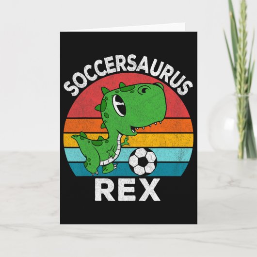 Soccersaurus Rex Voetbal Dinosaur Voor Jongens Kin Kaart (Voorkant)
