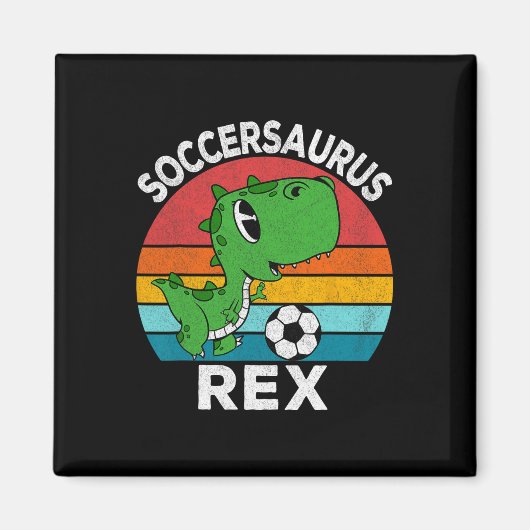 Soccersaurus Rex Voetbal Dinosaurus Voor Jongens K Magneet (Voorkant)