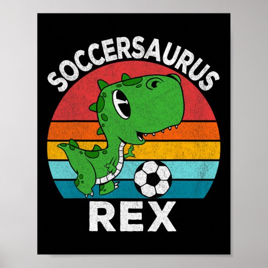 Soccersaurus Rex Voetbal Dinosaurus Voor Jongens K Poster (Voorkant)
