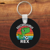 Soccersaurus Rex Voetbal Dinosaurus Voor Jongens K Sleutelhanger (Voorkant)