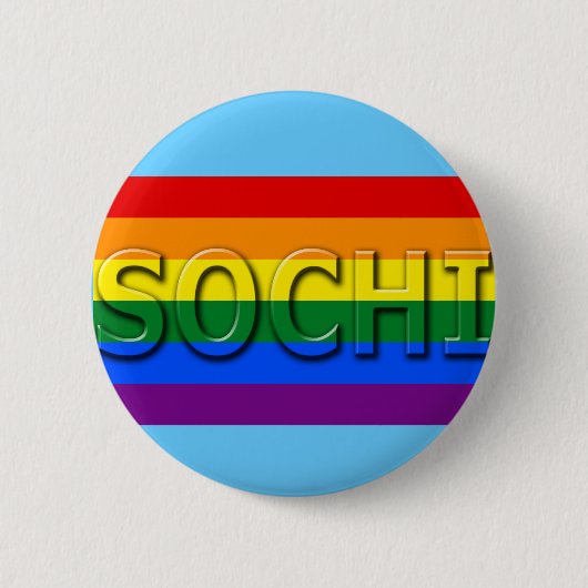 SOCHI Gay Pride Flag Ronde Button 5,7 Cm (Voorkant)