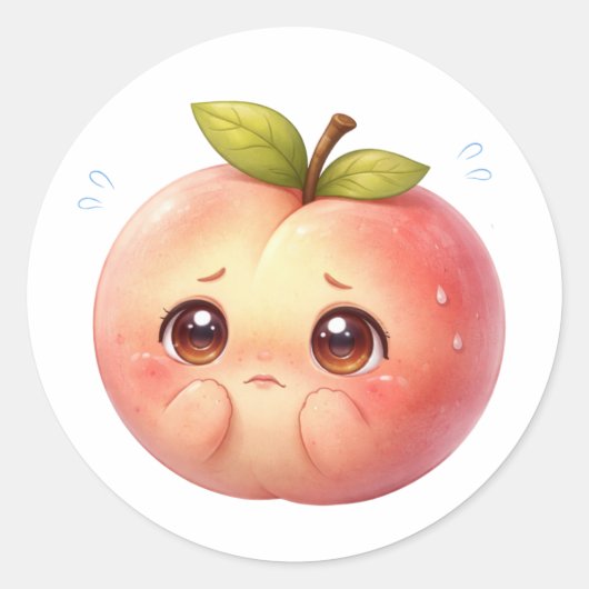 Sociaal Angstige Cute Perzik Sticker (Voorkant)