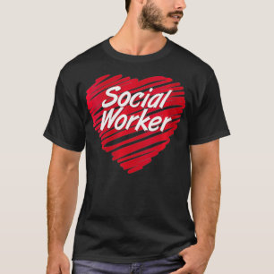 Sociaal arbeidershart voor psycholoog t-shirt