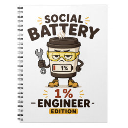 Sociaal Batterij 1% Grappig Ingenieursnotitieboek Notitieboek