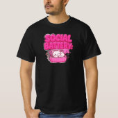 Sociaal Batterij 1% Grappig Introvert Kat T-Shirt (Voorkant)