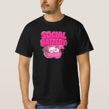 Sociaal Batterij 1% Grappig Introvert Kat T-Shirt 