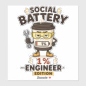 Sociaal Batterij 1% Grappige Engineer Laptop Stick Sticker (Vel)