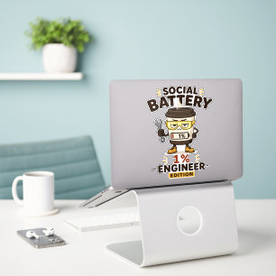 Sociaal Batterij 1% Grappige Engineer Laptop Stick Sticker